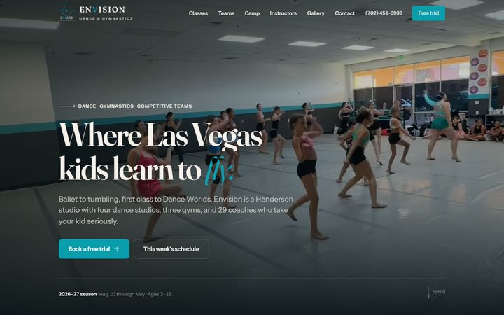 Harbor palette, editorial type, full-bleed video hero